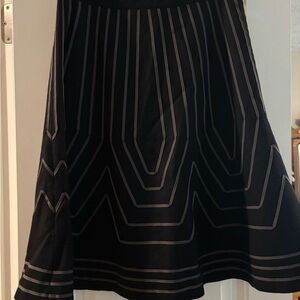 Boden black wool skirt with geometric ribbon detail